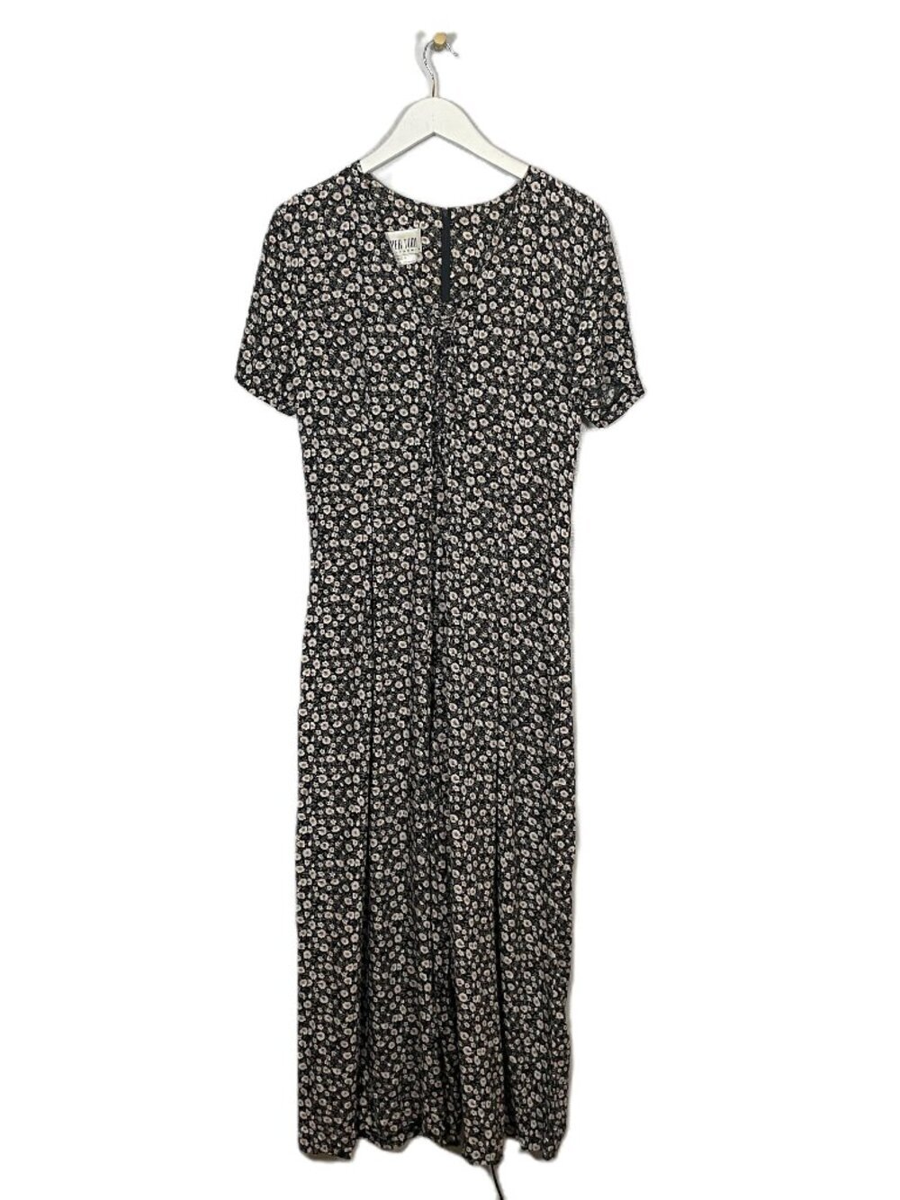 Vintage Byer Too! Women 9 Black White Floral Jumpsuit Wide Leg Corset Y2K Grunge
